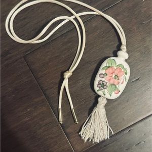 Hand painted porcelain charm necklace